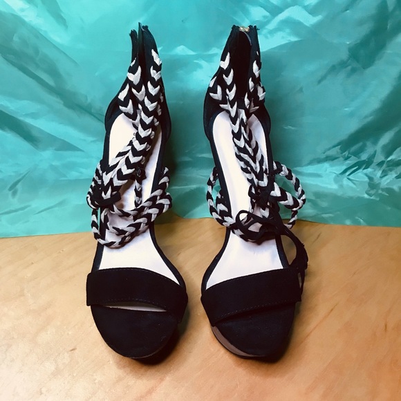 Women’s Chunky Heel Platform Open Toe Wedges Size 8.5 - Picture 2 of 6